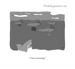 cartoon - seals commuting