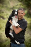 photo - Ofer Biton with a therapy dog