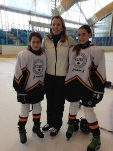 photo - CIHS students with skating coach Barb Adelbaum