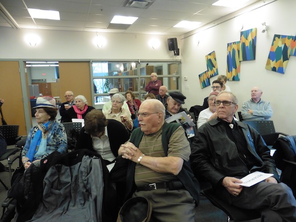 photo - Serge Haber, Jewish Seniors Alliance emeritus president and JSA founder, left, and Larry Shapiro, second vice-president and executive board member of JSA, sit in the front row of JSA’s first Empowerment session of the year’s series