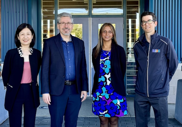 photo - Left to right: Anne Yu, school board president, Pythagoras Academy; Michael Bouchard, head of school, Pythagoras Academy; Sabrina Bhojani, head of school, Richmond Jewish Day School; and Michael Lipton, school board president, Richmond Jewish Day School