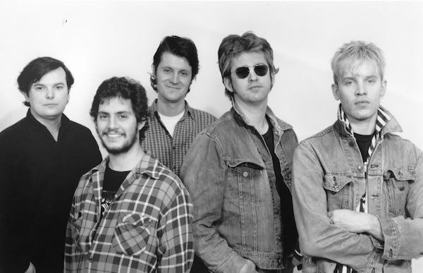 photo - A 1989 PR photo for Blue Rodeo’s Diamond Mine album. Left to right are Bazil Donovan, Bob Wiseman, Jim Cuddy, Greg Keelor and Mark French. The documentary Blue Rodeo: Lost Together (left) has its world premiere at the Whistler Film Festival